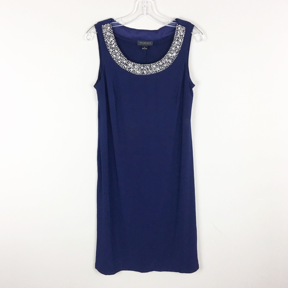 Scarlett | Navy Sliver Neckline Dress - E91
